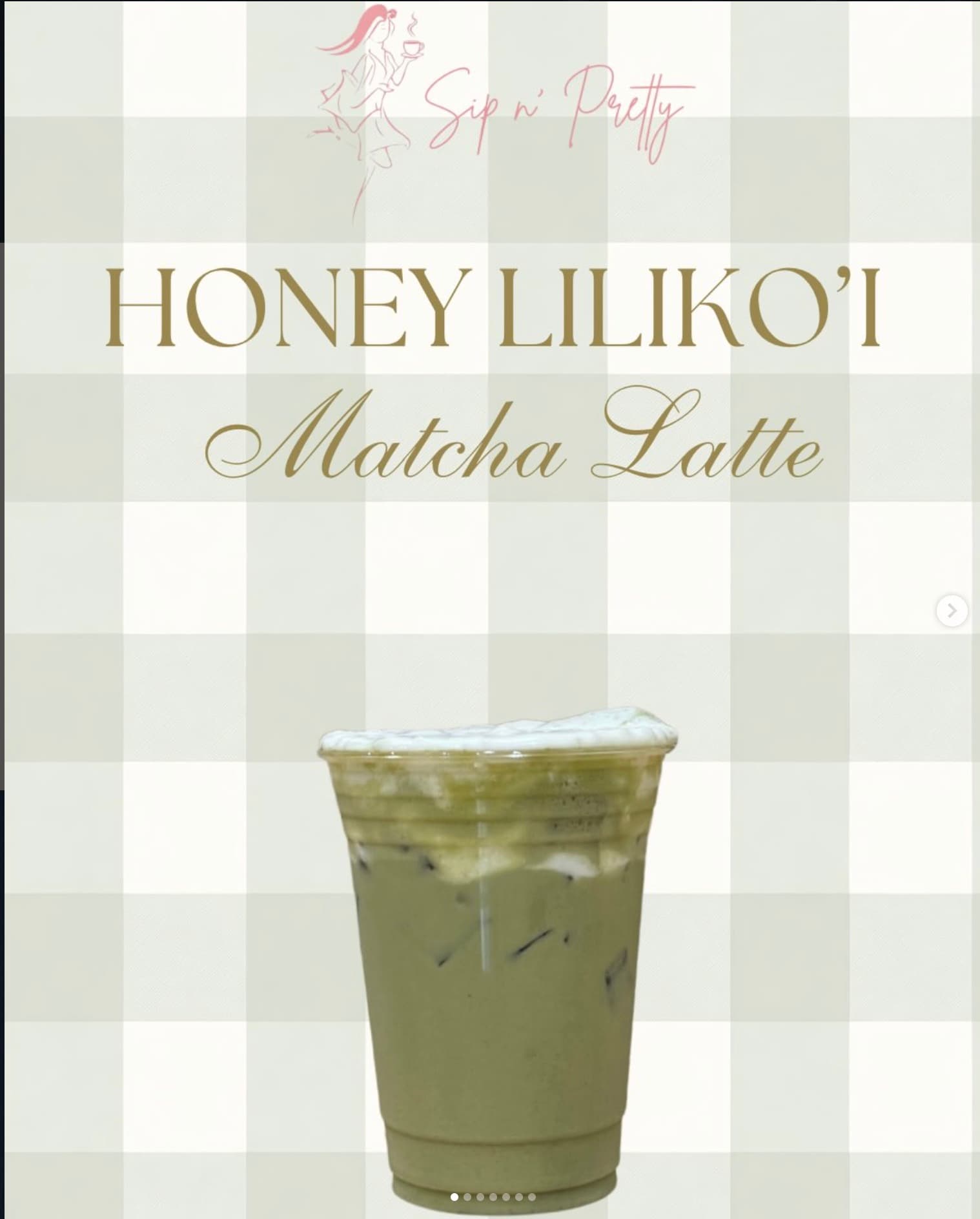 An iced honey lilikoʻi drink at Sip N' Pretty, golden cold foam crowning the top.